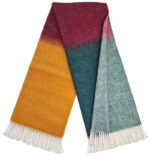 Wollen Plaid - COMO - Groen-Donkerrood-Okergeel (140x200cm) - Afbeelding 2