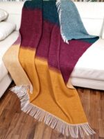 Wollen Plaid - COMO - Groen-Donkerrood-Okergeel (140x200cm) - Afbeelding 3