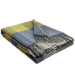 Wollen Plaid - NAPOLI - Lichtblauw-Grijs-Geel (140x200cm)