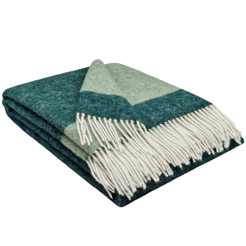 Wollen Plaid - VENICE - Groen-Lichtgroen (140x200cm) - Afbeelding 1