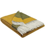 Wollen Plaid - VENICE - Okergeel-Olijfgroen (140x200cm)