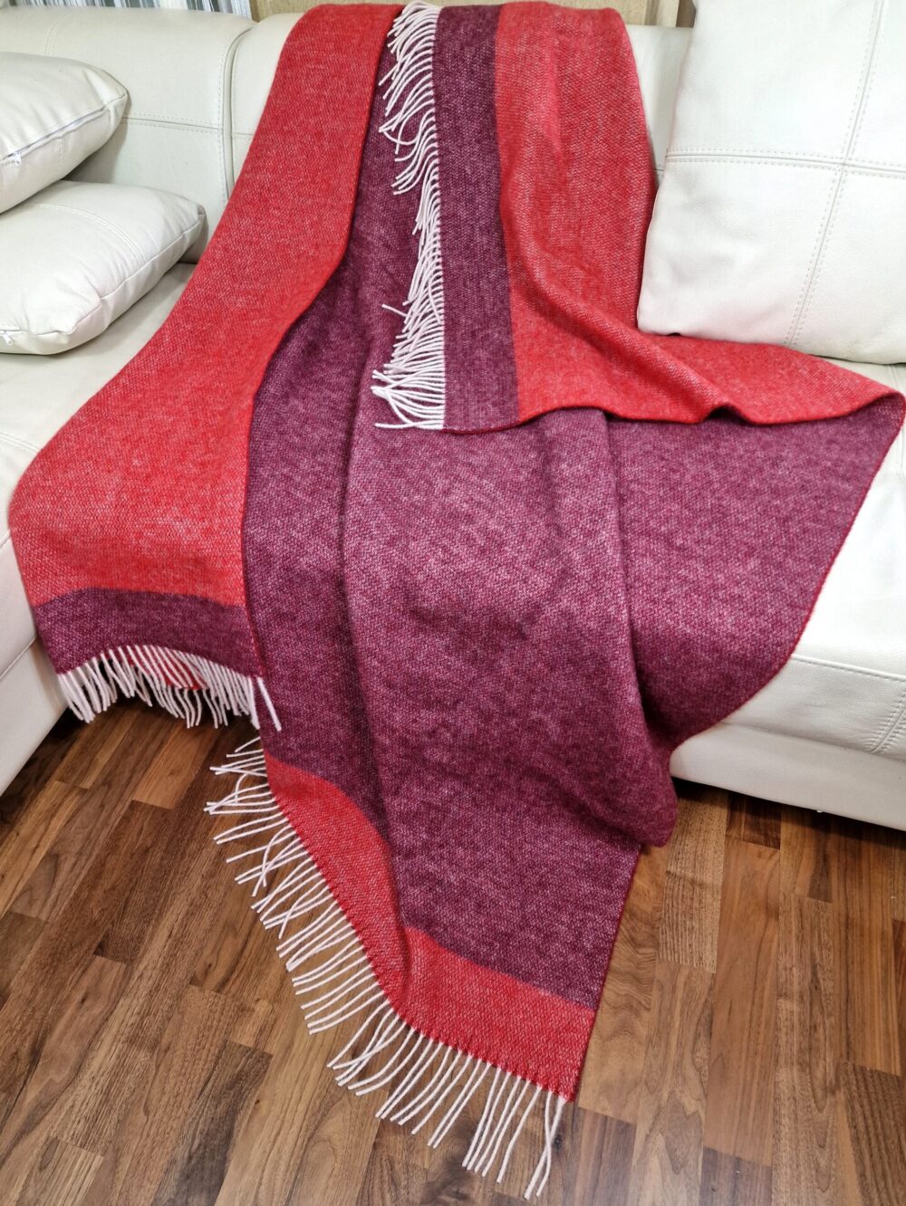 Wollen Plaid - VENICE - Rood-Donkerrood (140x200cm) - Afbeelding 2