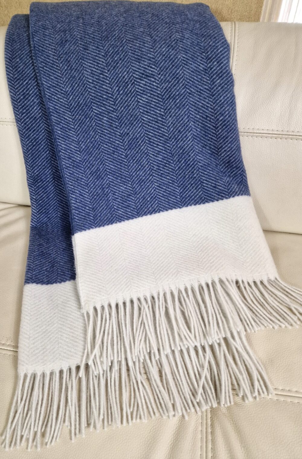 Kasjmier Wollen Plaid - VILNIUS - Blauw (140x200cm) - Afbeelding 2