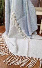 Wollen Plaid - VIENNA - Lichtblauw-Wit (140x200cm) - Afbeelding 3