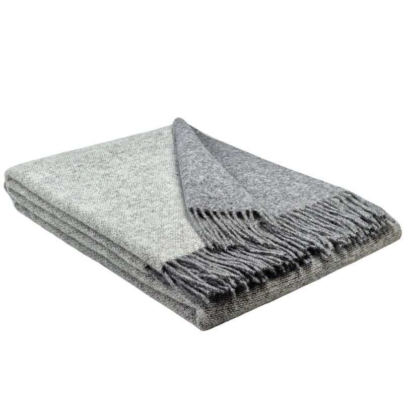 Helsinki Wollen Plaid - VIENNA - Lichtgrijs-Grijs (140x200cm) - Afbeelding 1