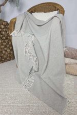 Kasjmier Wollen Plaid - KAUNAS - Beige Grijs (140x200cm) - Afbeelding 3