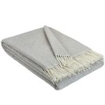 Kasjmier Wollen Plaid - KAUNAS - Beige Grijs (140x200cm)