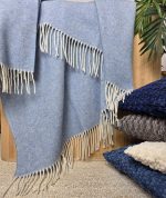 Kasjmier Wollen Plaid - KAUNAS - Lichtblauw (140x200cm) - Afbeelding 2