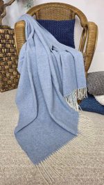 Kasjmier Wollen Plaid - KAUNAS - Lichtblauw (140x200cm) - Afbeelding 3