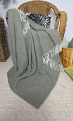 Kasjmier Wollen Plaid - KAUNAS - Olijfgroen (140x200cm) - Afbeelding 3