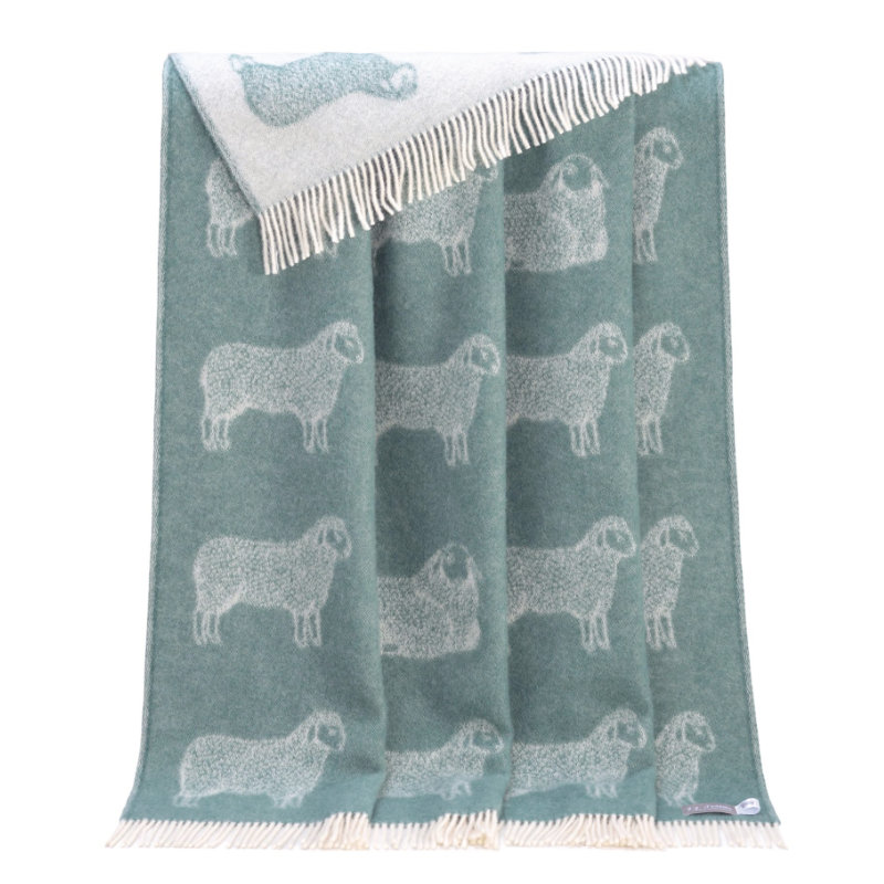 JJ Textile Plaid - TEAL SHEEP (Blauw) 1 JJ Textile Plaid - TEAL SHEEP (Blauw) - Afbeelding 1